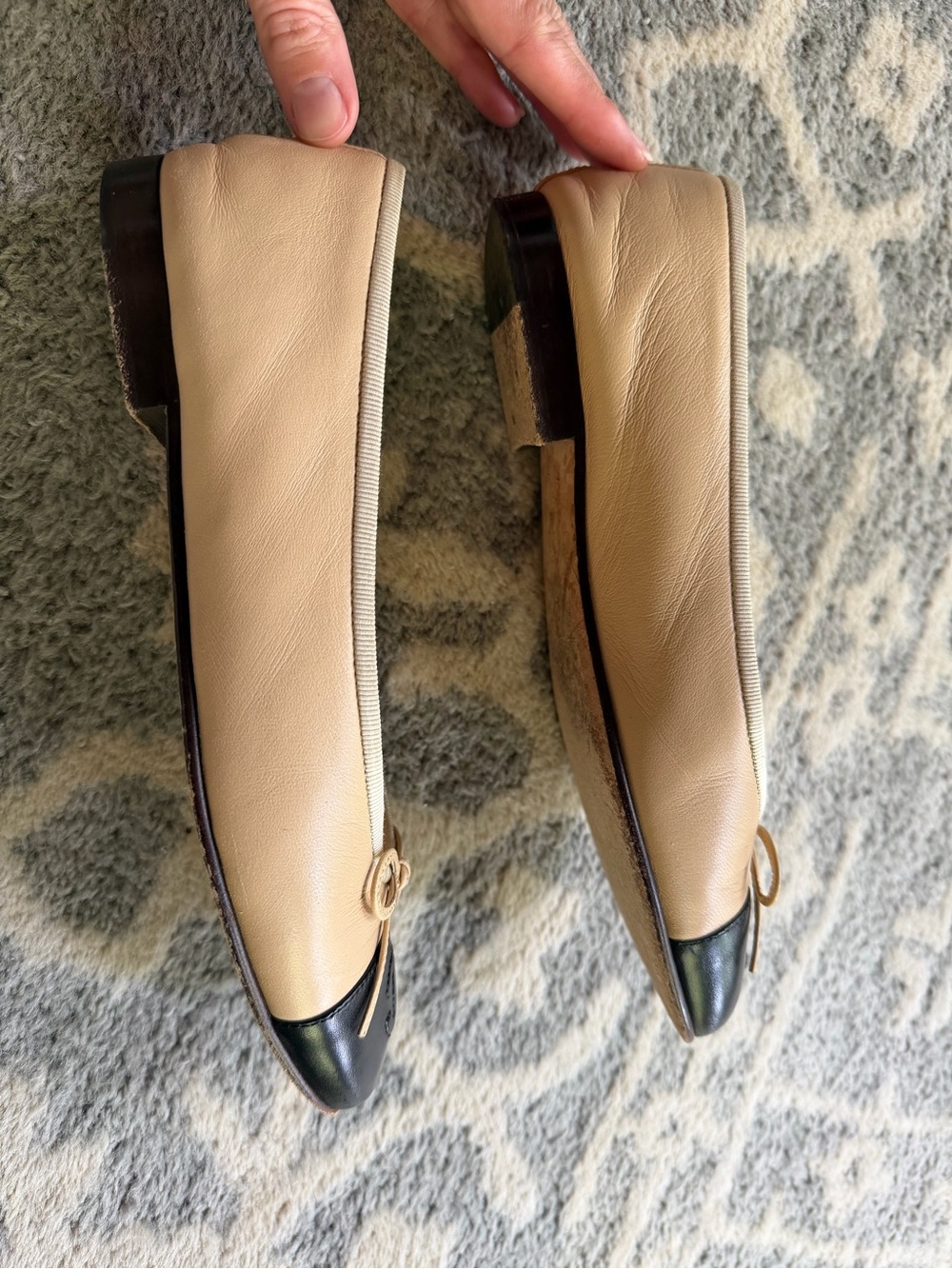 Chanel cap toe ballet flats 36.5 6.5 beige black - Picture 7 of 8